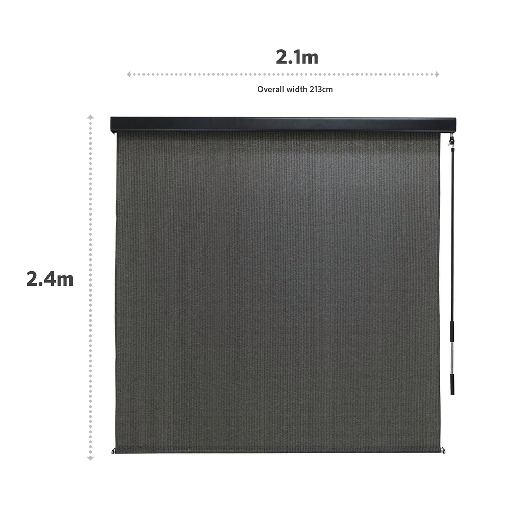 Coolaroo 2.1 x 2.4m Charcoal Crank Operated Outdoor Blind With Premium Pelmet - Image 2 of 8