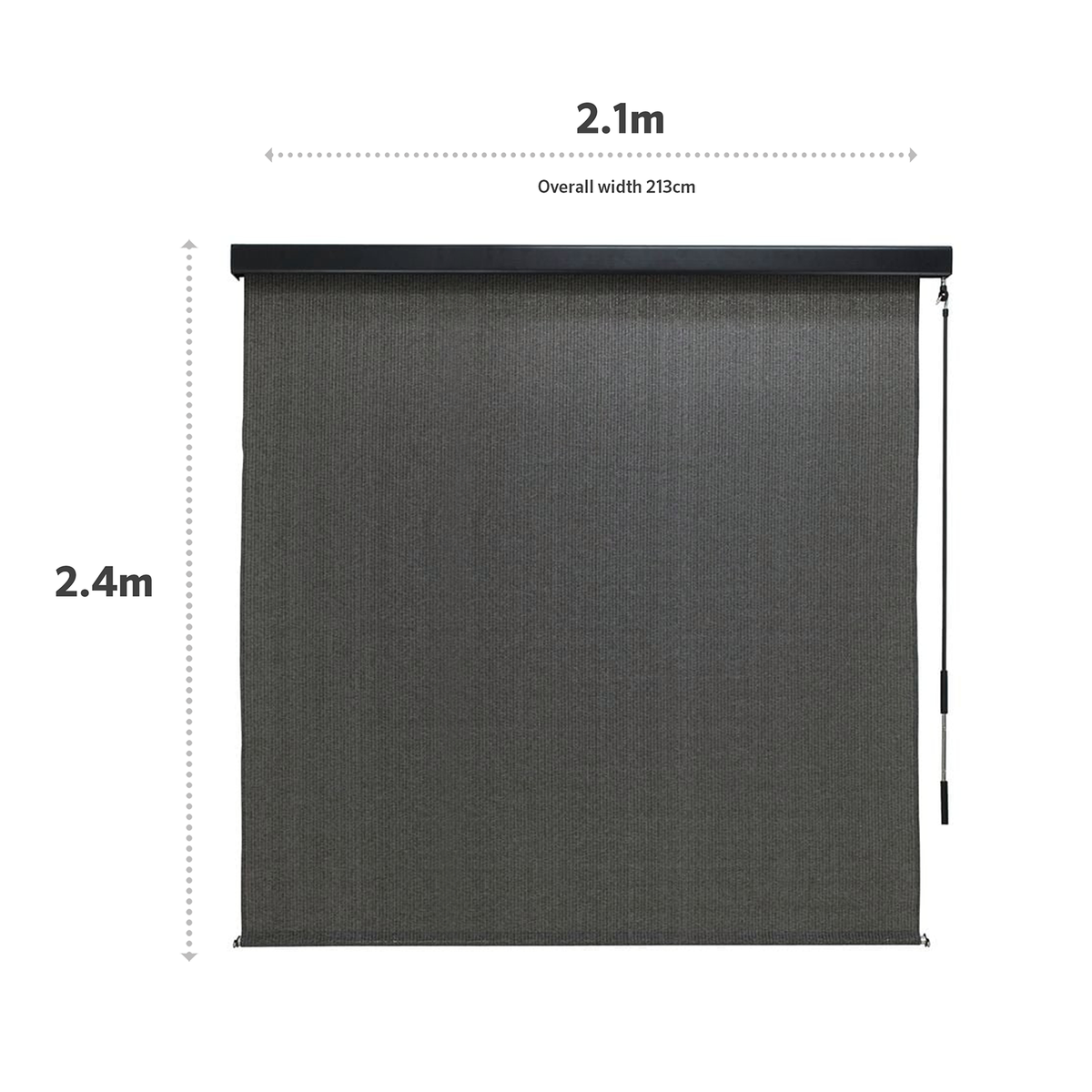Coolaroo 2.1 x 2.4m Charcoal Crank Operated Outdoor Blind With Premium Pelmet - Image 2 of 8