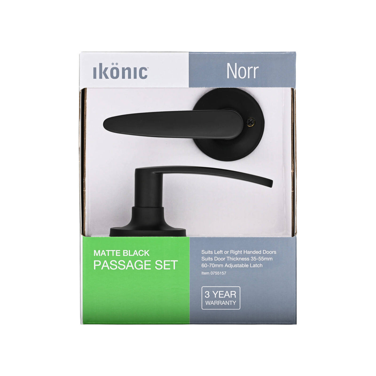 Ikonic Black Matte Norr Passage Lever Set - Image 7 of 9