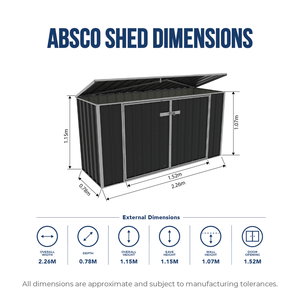 Absco Sheds 2.26 x 0.78 x 1.15m Wheelie Bin Cover - Image 11 of 19