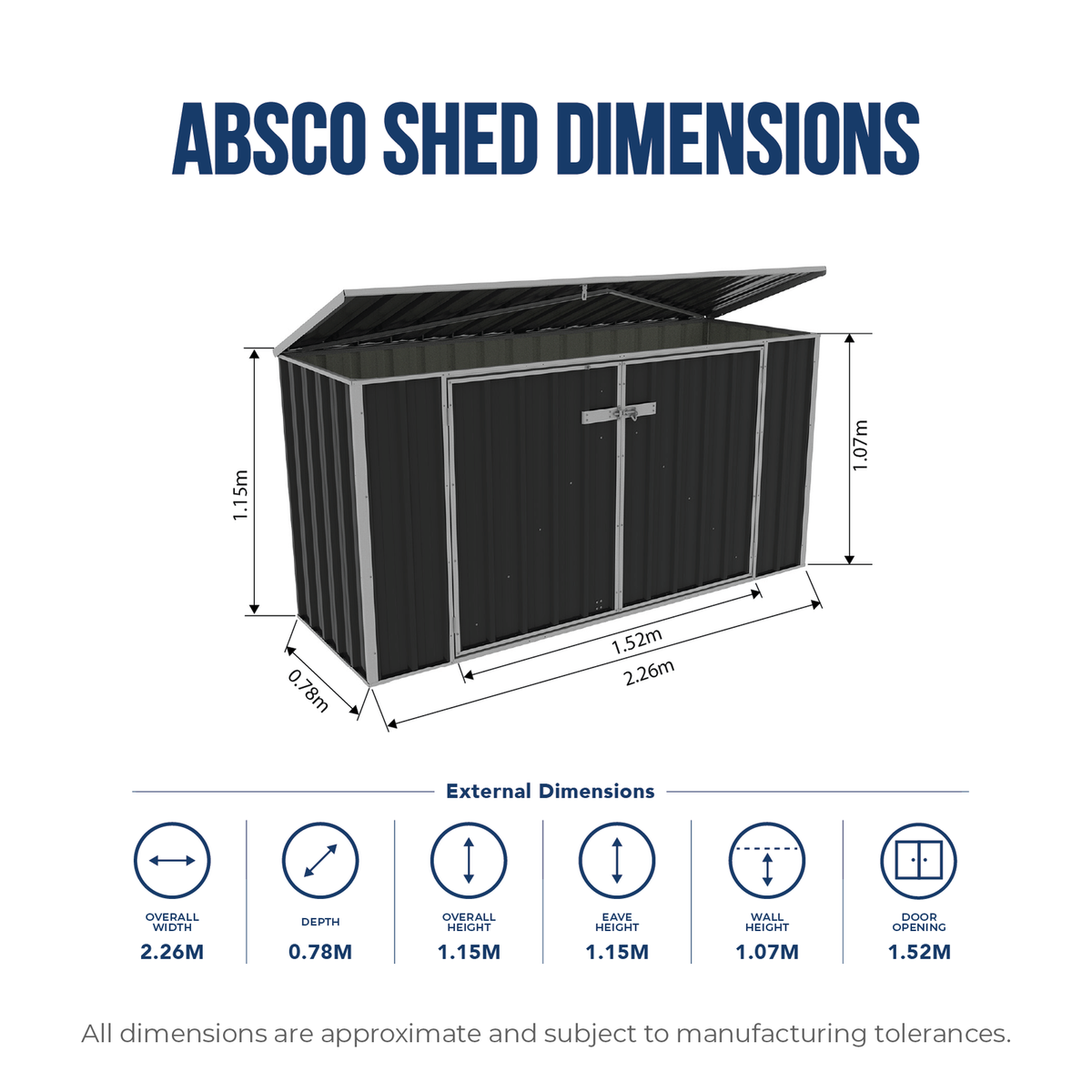 Absco Sheds 2.26 x 0.78 x 1.15m Wheelie Bin Cover - Image 11 of 19