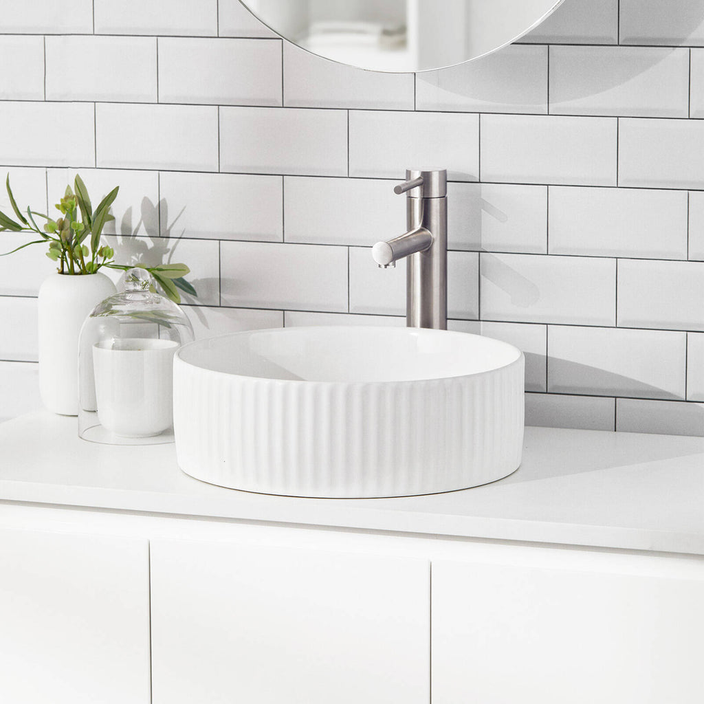 CIBO White Gloss Fluted Round Basin - Image 3 of 3