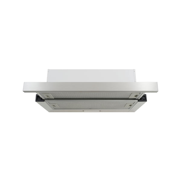 Esatto 60cm White Stainless Steel Fascia Slide Out Ducted Rangehood