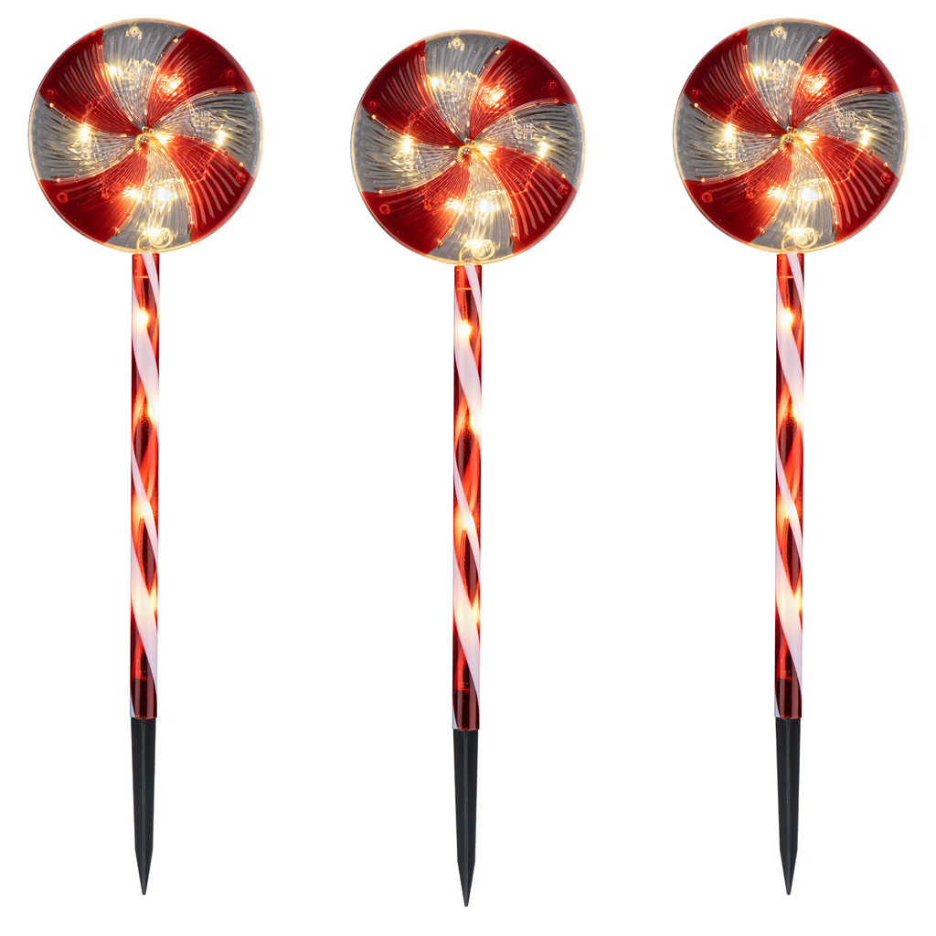 Arlec 46cm Battery Operated Candy Swirl Stake Light - Pack of 3 - Image 2 of 7