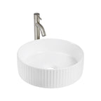 CIBO White Gloss Fluted Round Basin - Image 1 of 3