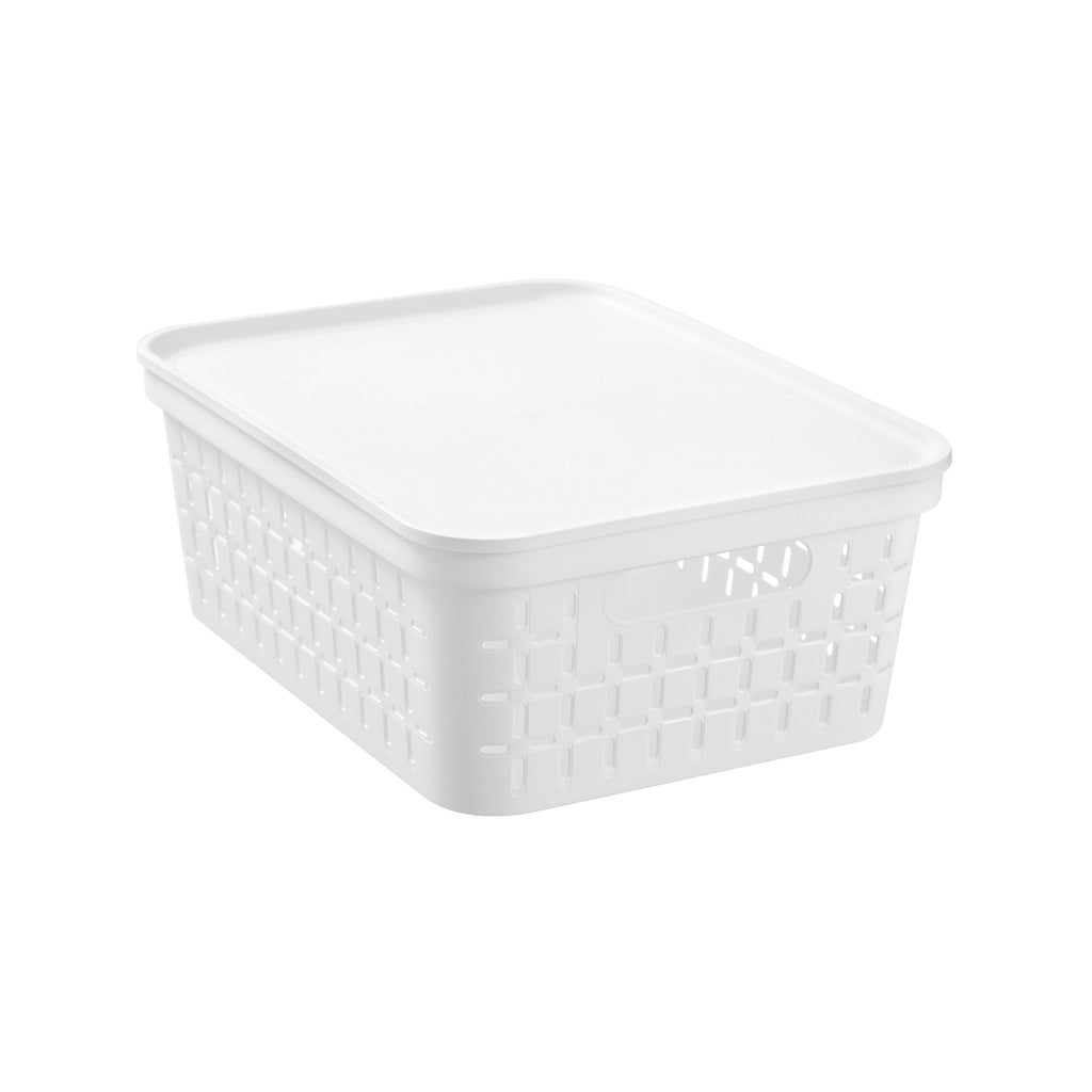 Boxsweden 39 x 30 x 15cm Medium White Kept Storage Basket with Lid - Image 3 of 7