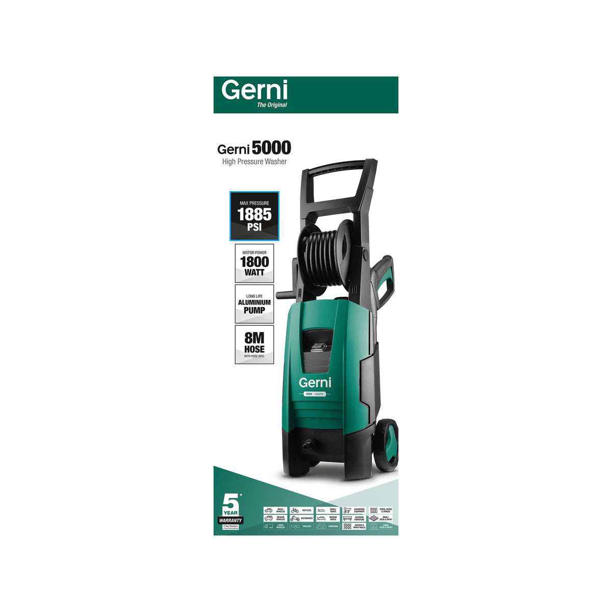 Gerni 5000 1885PSI 1800W High Pressure Washer - Image 9 of 10