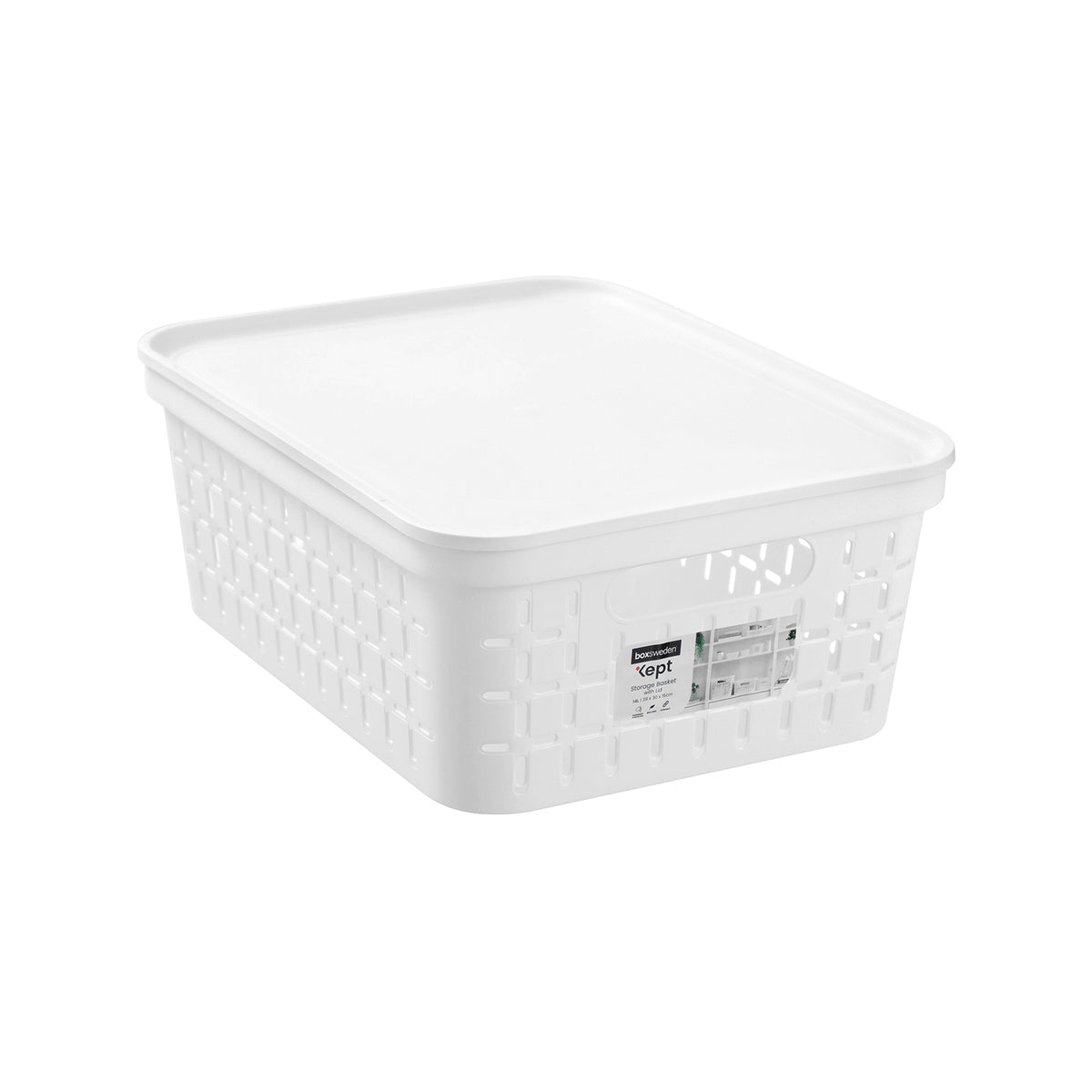 Boxsweden 39 x 30 x 15cm Medium White Kept Storage Basket with Lid - Image 1 of 7