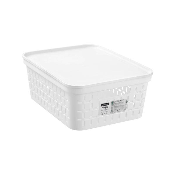 Boxsweden 39 x 30 x 15cm Medium White Kept Storage Basket with Lid