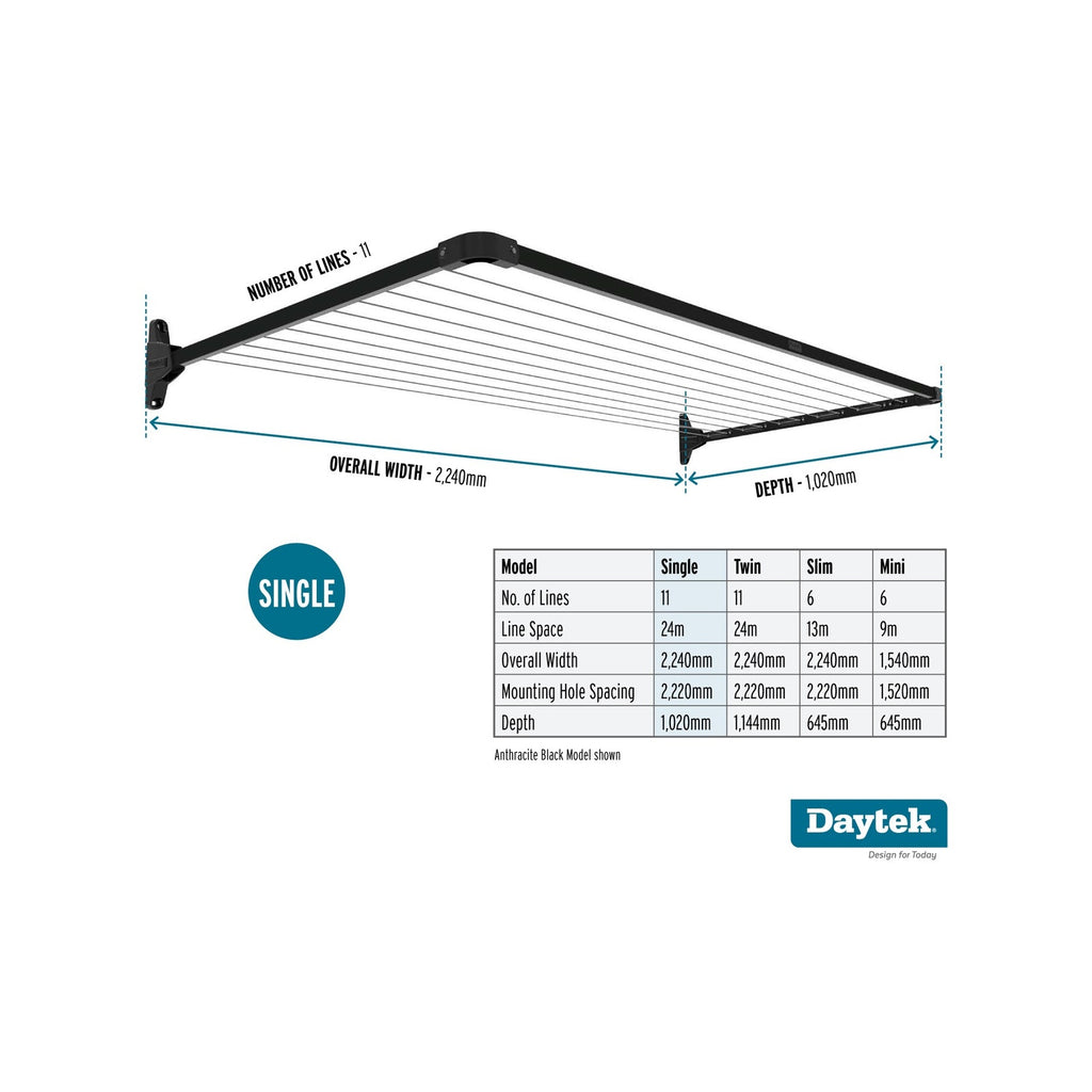 Daytek MK2 LL Single Fold Down Clothesline - Image 3 of 3