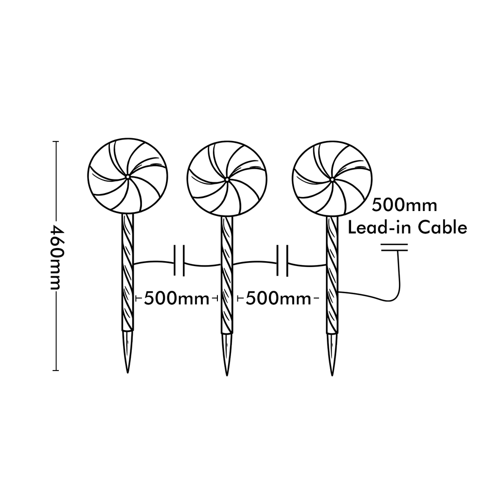 Arlec 46cm Battery Operated Candy Swirl Stake Light - Pack of 3 - Image 7 of 7