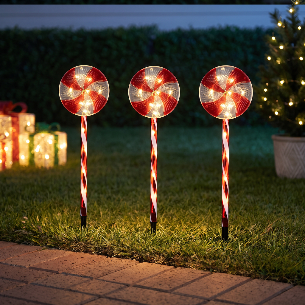 Arlec 46cm Battery Operated Candy Swirl Stake Light - Pack of 3 - Image 5 of 7