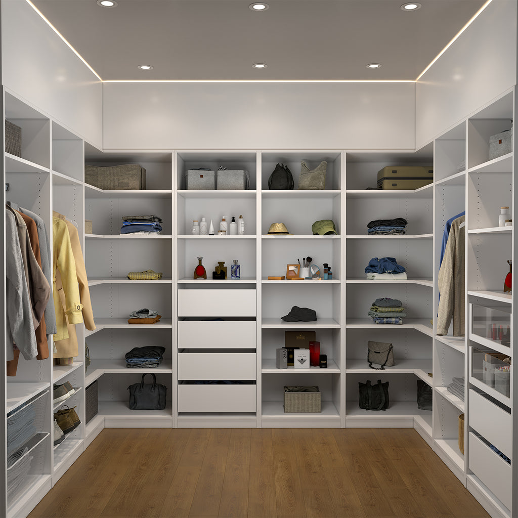 Flexi Storage Wardrobe 606 x 2000 x 480mm White Matte 3 Shelf and 4 Drawer Unit - Image 3 of 8