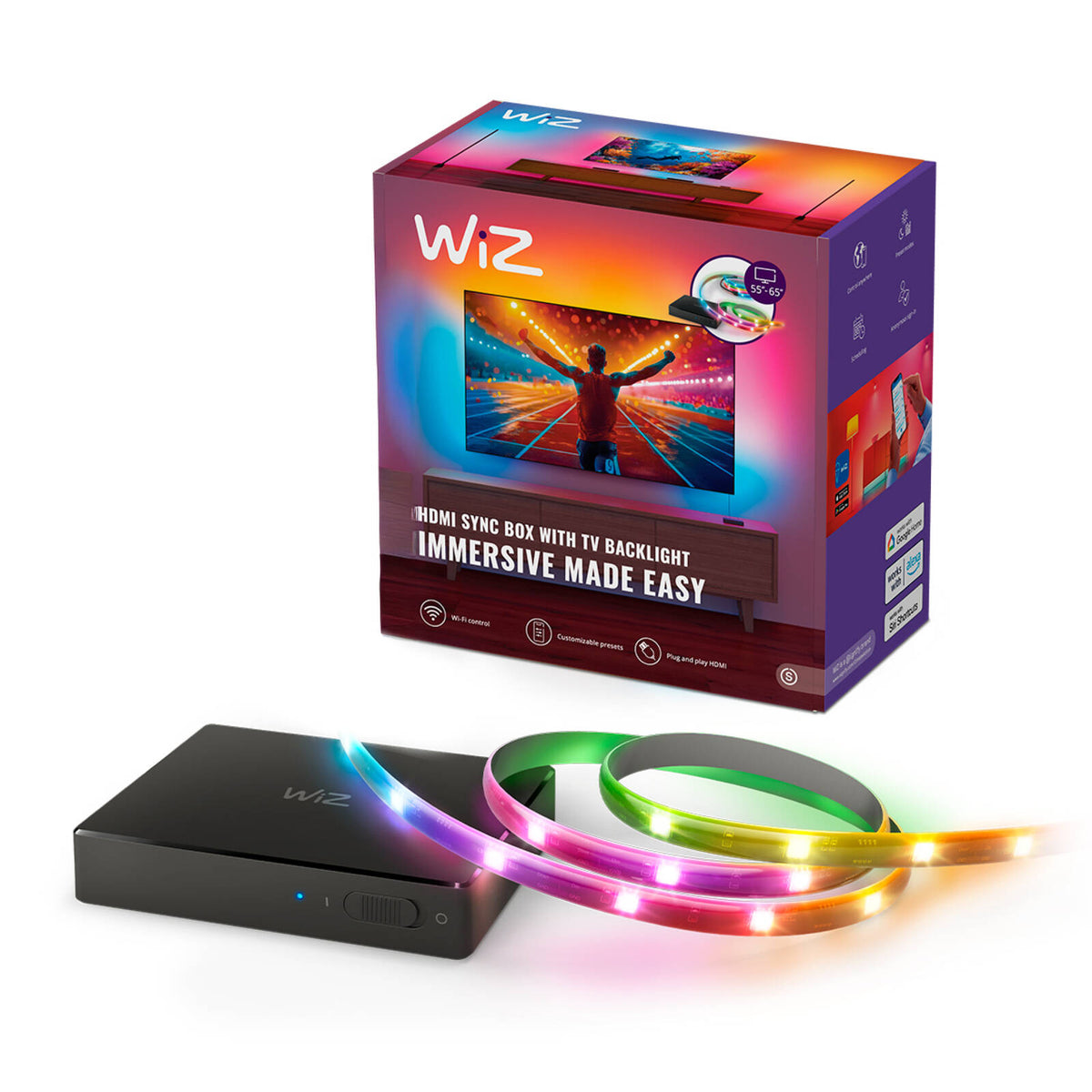WIZ 55in-65in HDMI Sync Box Plus Light Strip LED 120Lm Colour 17W Smart System - Image 1 of 1