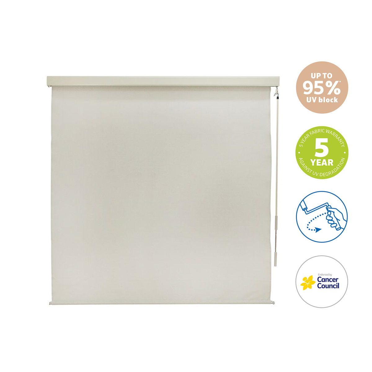 Coolaroo 2.1 x 2.4m Shell Crank Operated Outdoor Blind with Premium Pelmet - Image 7 of 10
