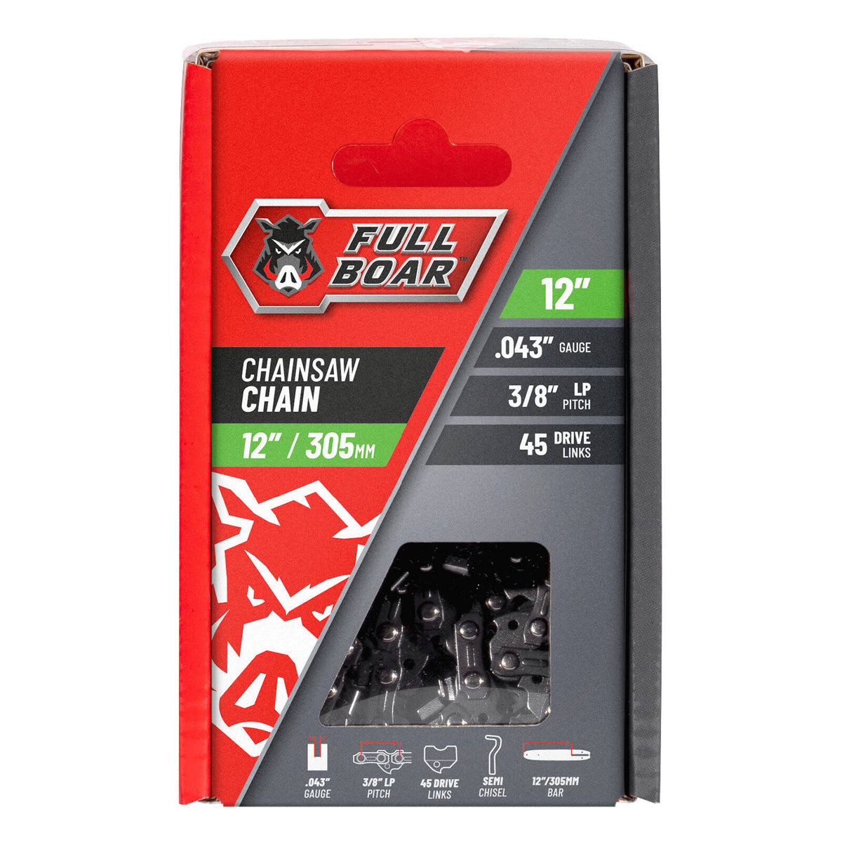 Full Boar 12" / 305mm Chainsaw Chain FBCSC-124345 - Image 1 of 3