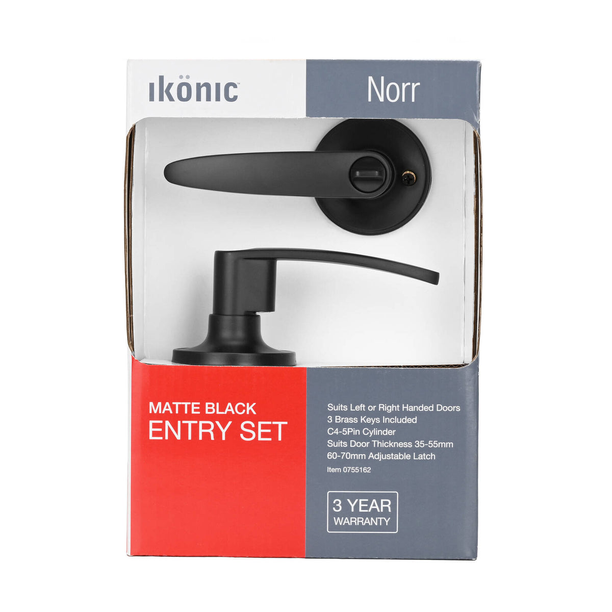 Ikonic Black Matte Norr Entrance Lever Set - Image 7 of 10