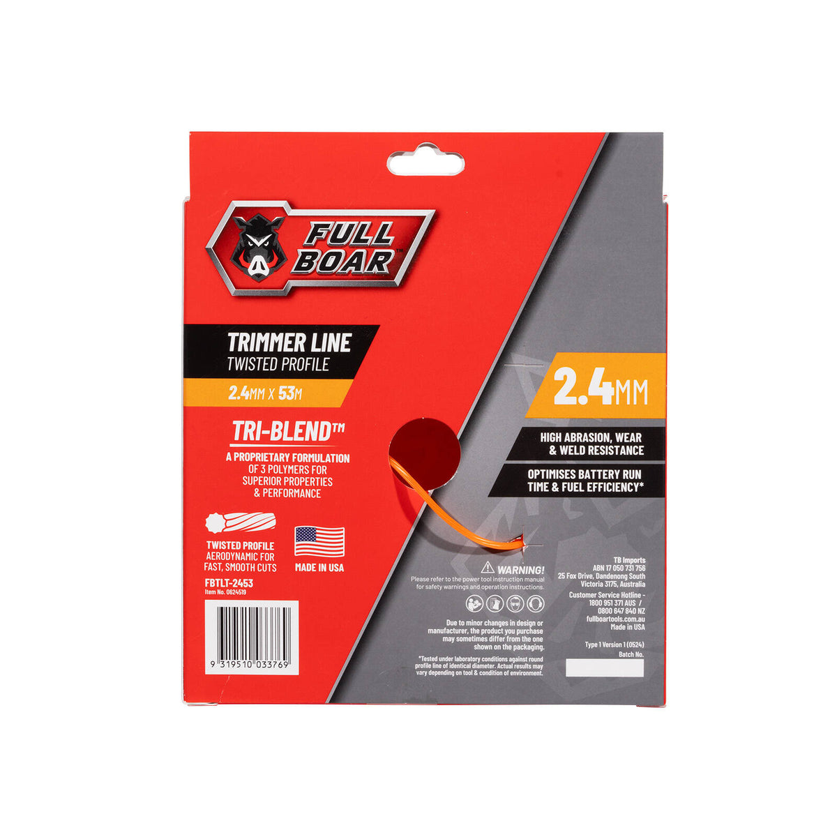 Full Boar 2.4mm x 53m Twisted Profile Trimmer Line FBTLT-2453 - Image 2 of 3