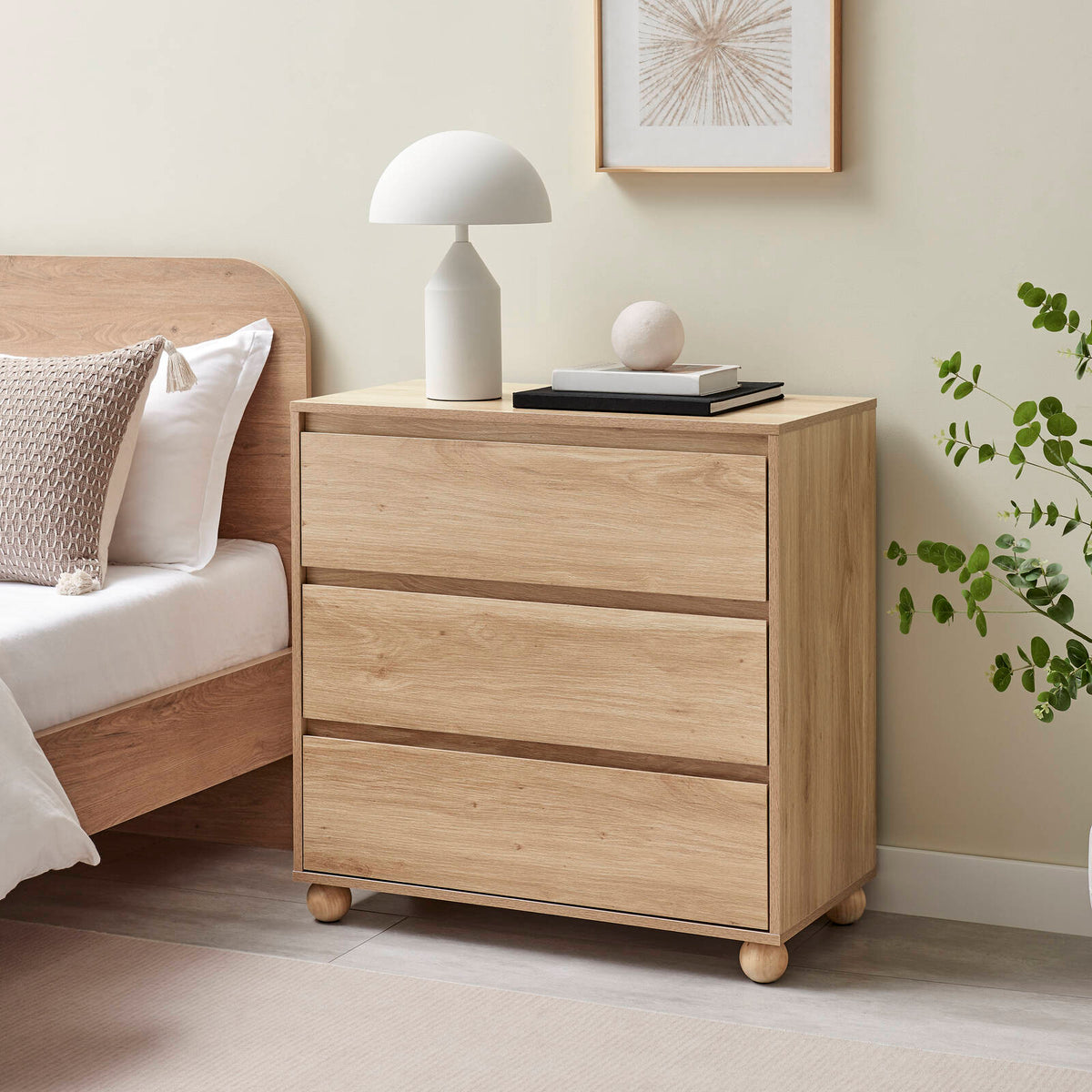 Astin Sinclair 800 x 400 x 800mm Oak Harper 3 Drawer Chest - Image 2 of 7
