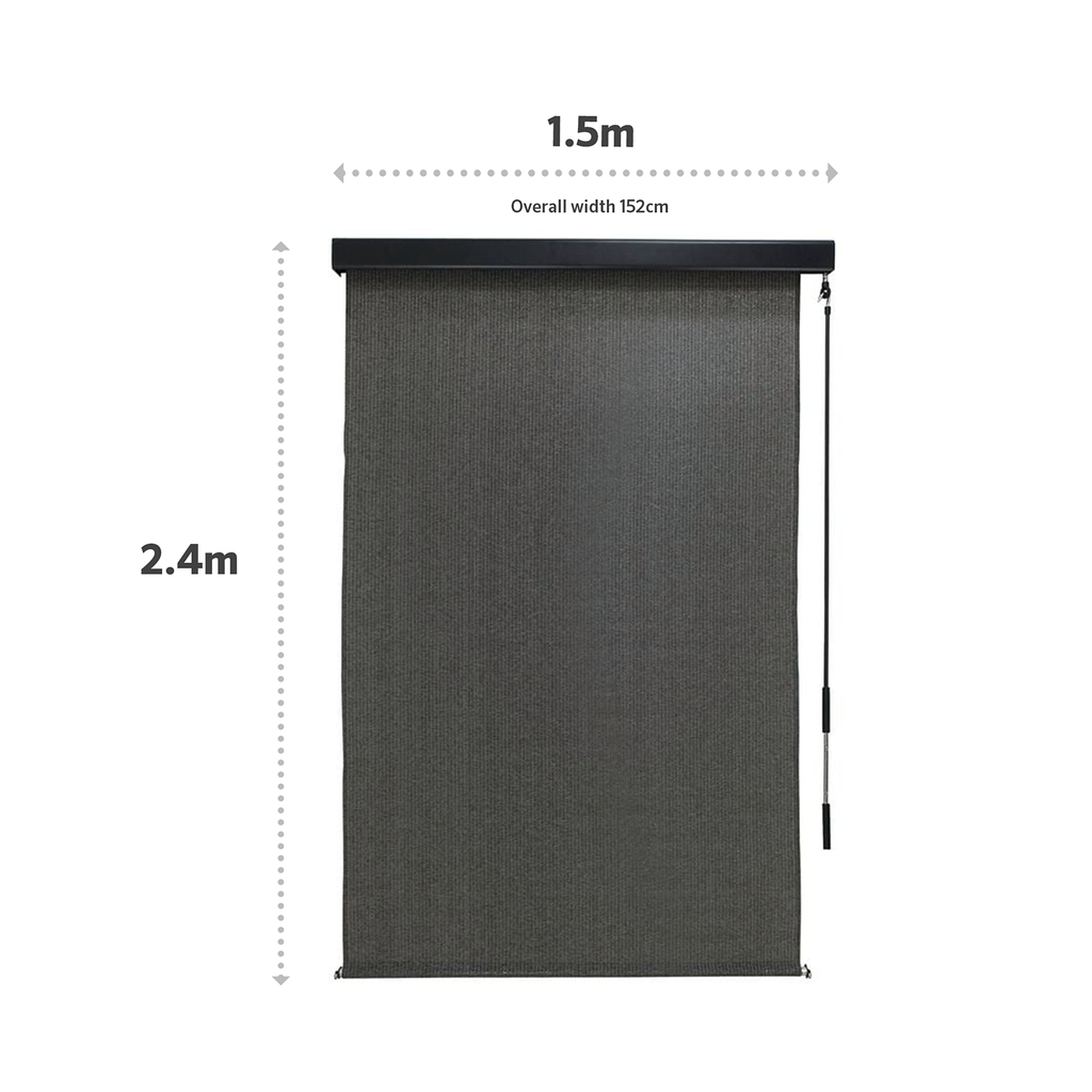Coolaroo 1.5 x 2.4m Charcoal Crank Operated Outdoor Blind With Premium Pelmet - Image 4 of 10