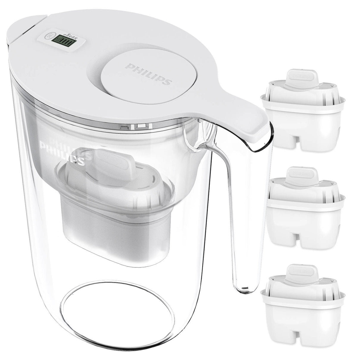 Philips 3.4L White Water Filter Jug Value Pack including 3 x Micro X-Clean Softening + Filter Cartridges - Image 1 of 6