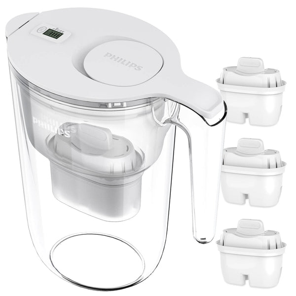 Philips 3.4L White Water Filter Jug Value Pack including 3 x Micro X-Clean Softening + Filter Cartridges