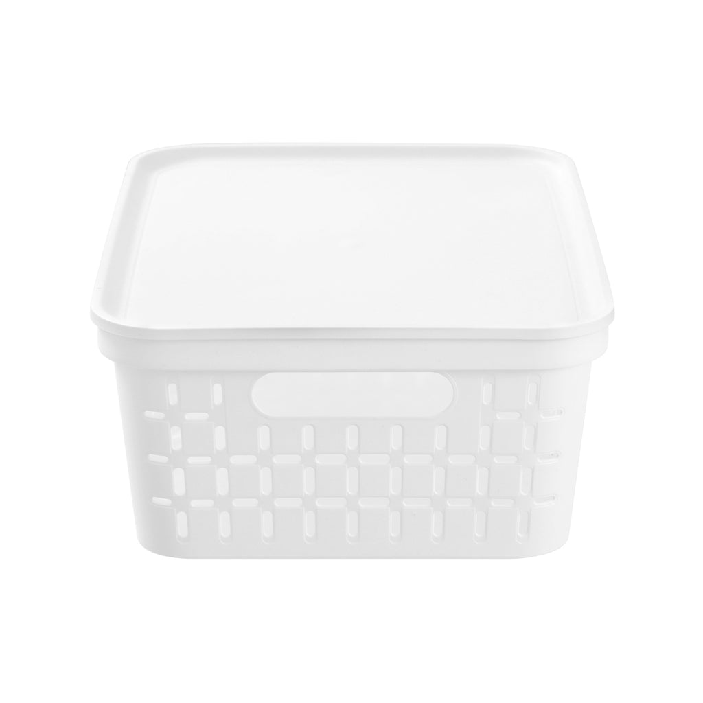 Boxsweden 39 x 30 x 15cm Medium White Kept Storage Basket with Lid - Image 2 of 7