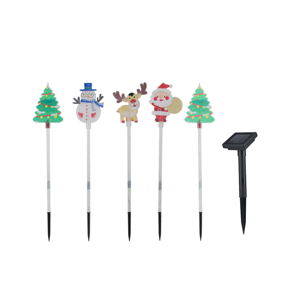 Arlec 5 Solar Powered Santa And Friends Stake Lights - Image 1 of 6